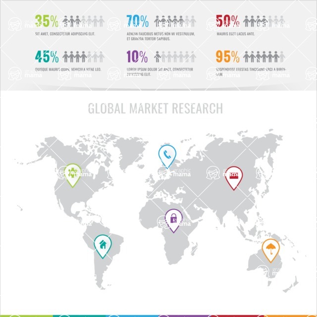 Infographic Templates Collection - Vector, Photoshop, PowerPoint, Google Slides - World Map Infographic Template with Pins
